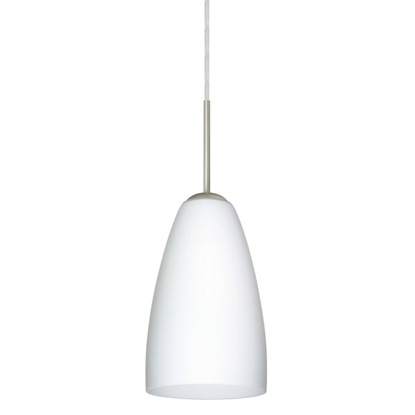 Besa Lighting Riva 9 Cord Pendant, Opal Matte, Satin Nickel Finish, 1x9W LED 1JT-151107-LED-SN - main